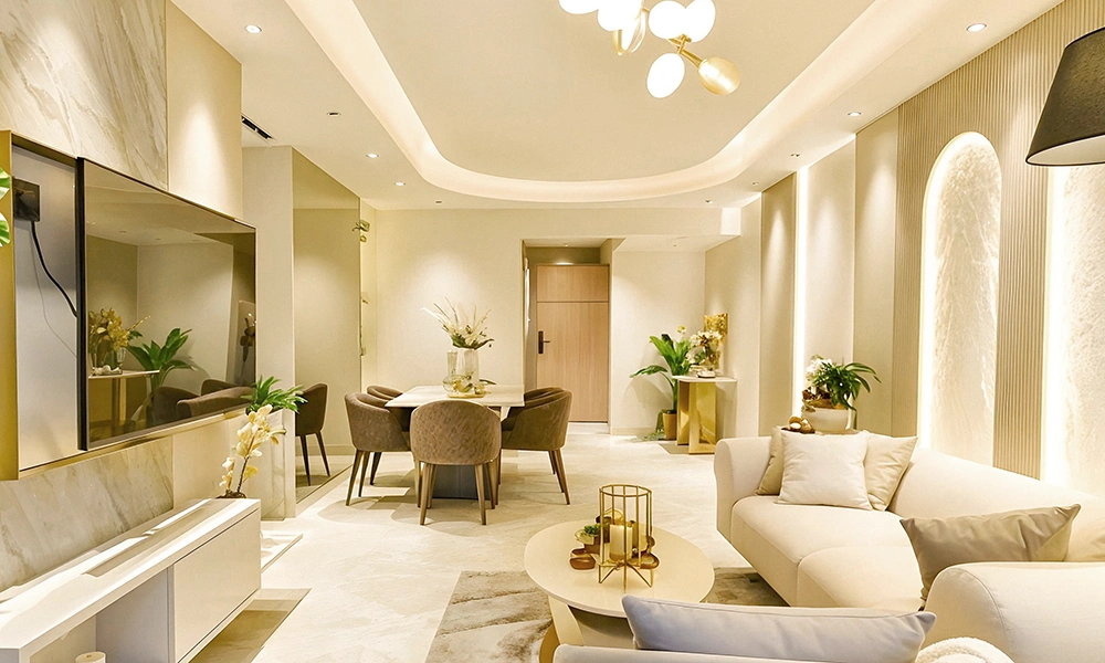 3 BHK living and dining